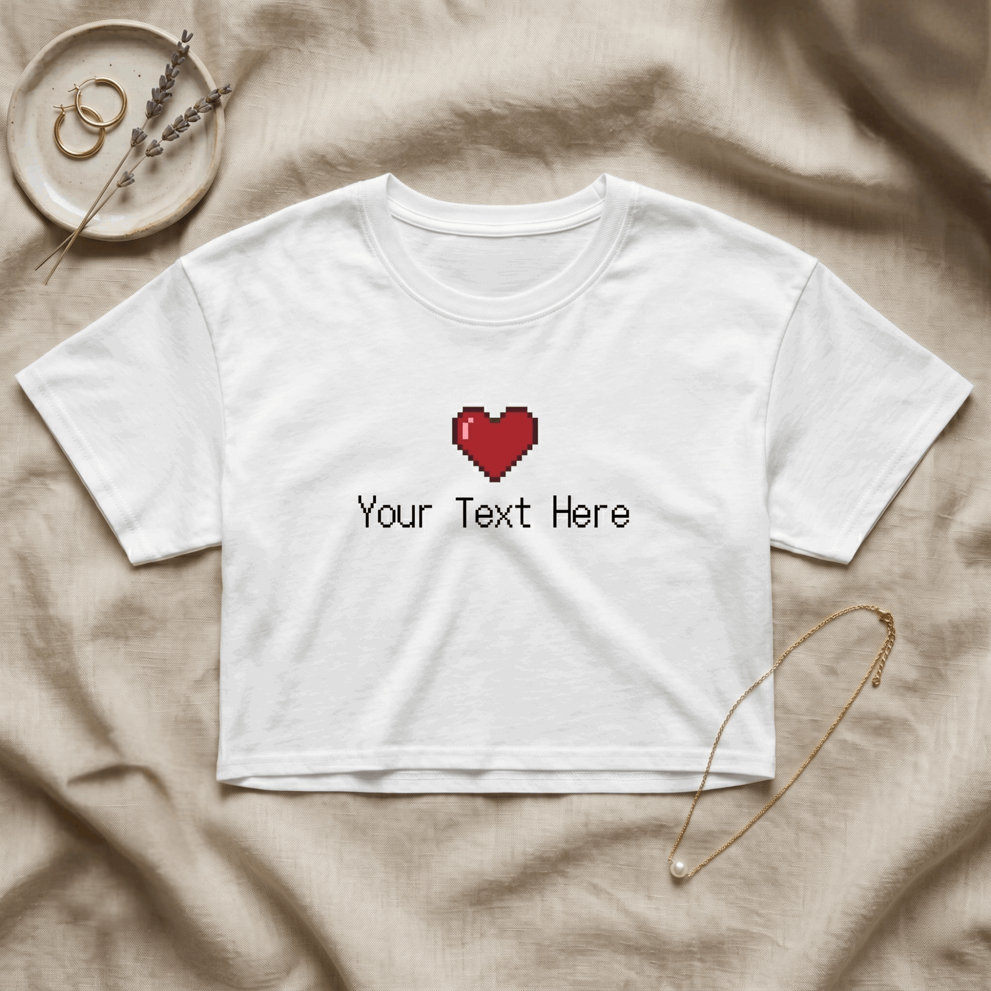Custom Text Heart Crop Top