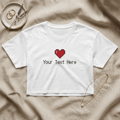 Custom Text Heart Crop Top