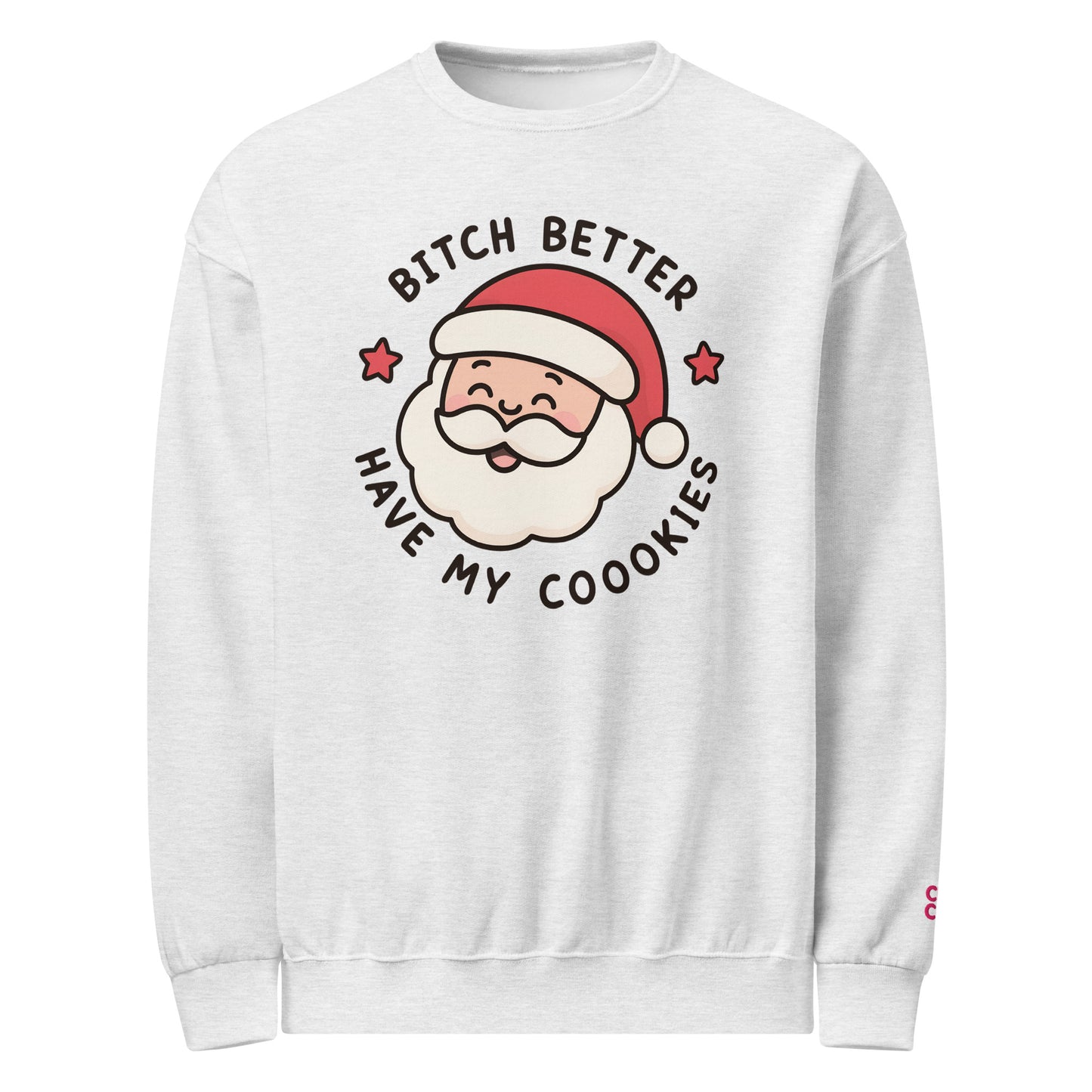 Side view of funny Christmas Santa sweatshirt