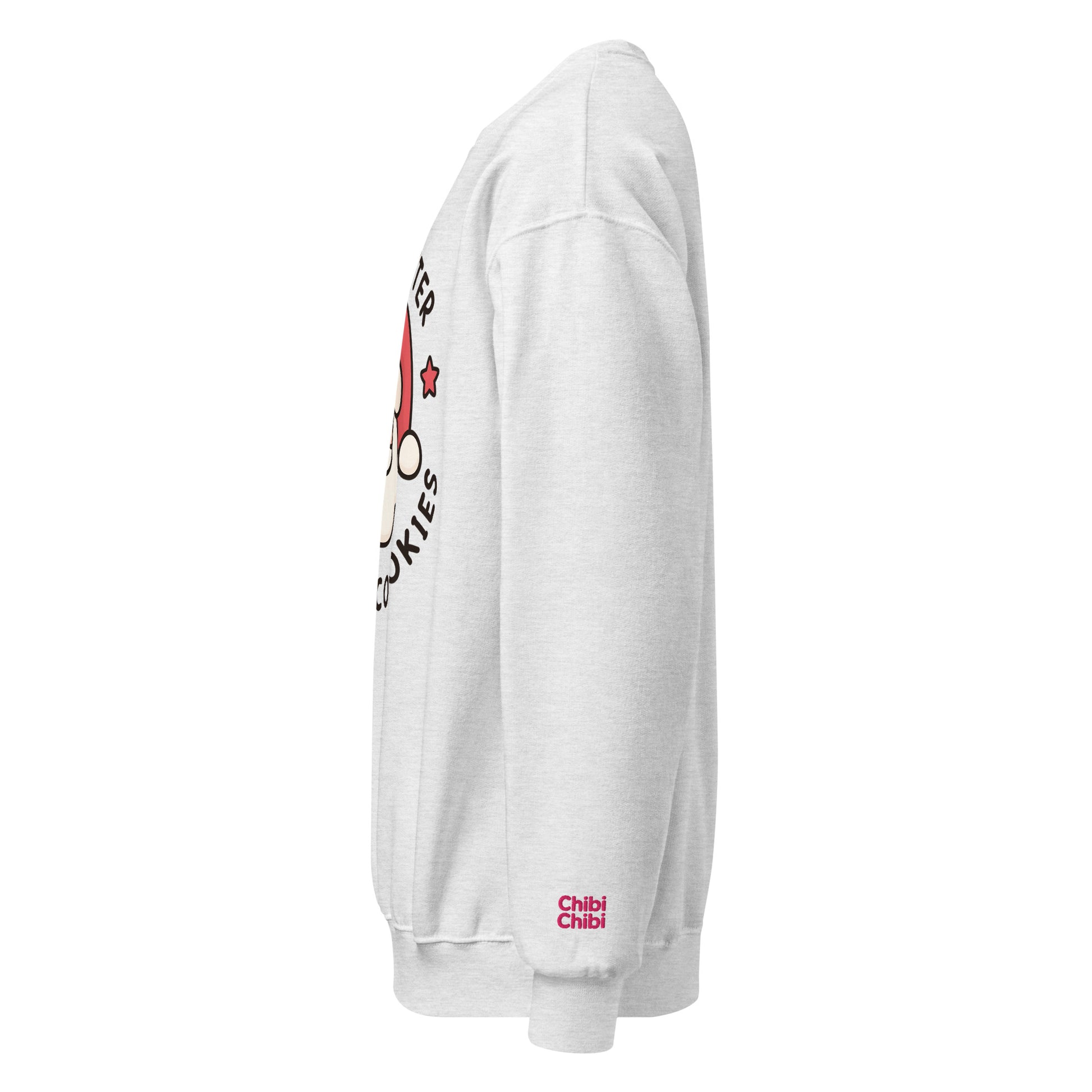 Side view of funny Christmas Santa sweatshirt white 