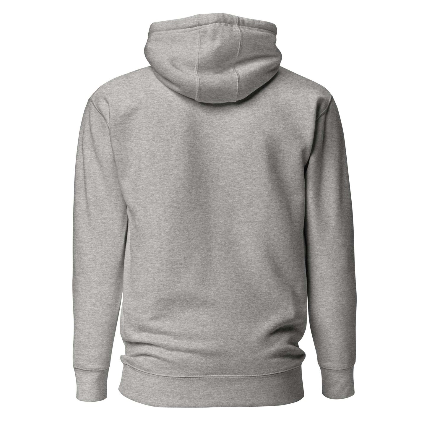 Gray hoodie shown from the back on a white background