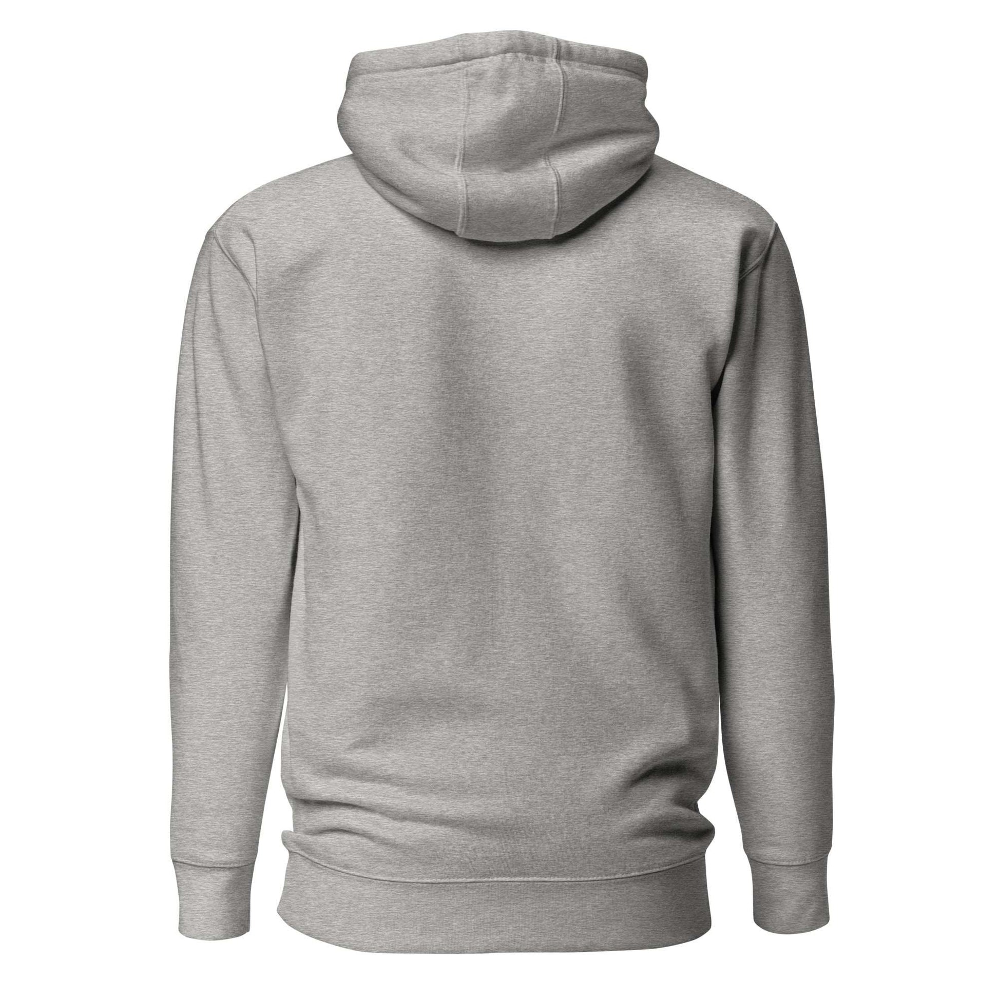 Gray hoodie shown from the back on a white background