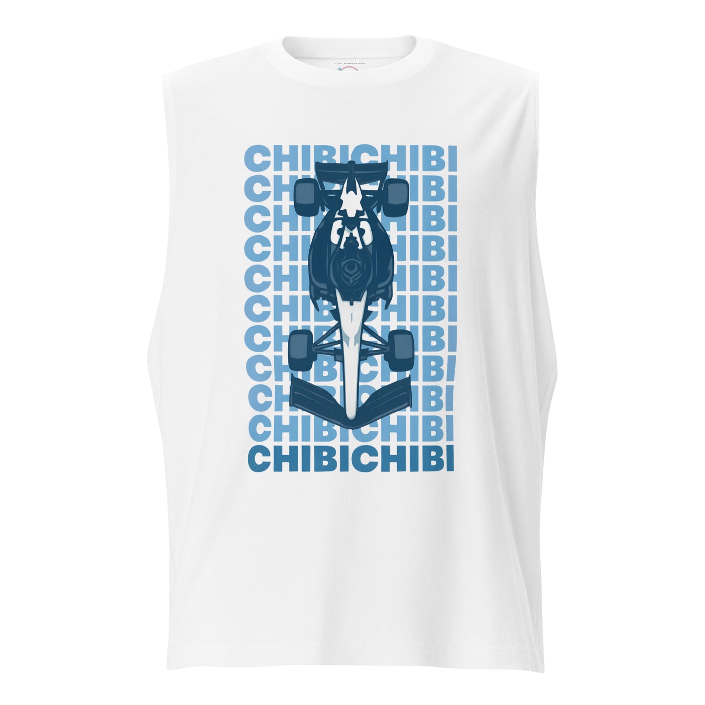 Men’s Vroom Chibi Race Car muscle shirt in white – soft cotton tank