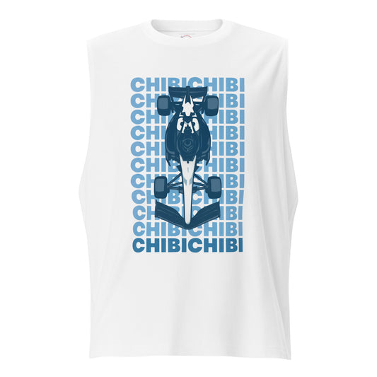 Men’s Vroom Chibi Race Car muscle shirt in white – soft cotton tank