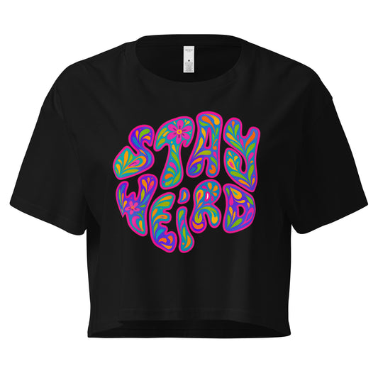 Stay Weird crop top in black – product view