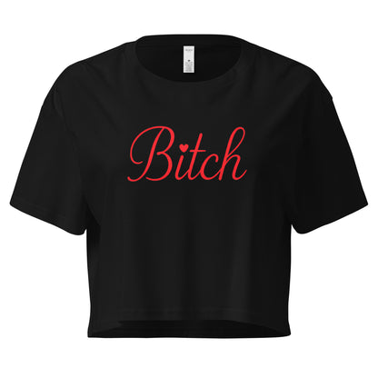 CrayCray Bitch loose fit women’s crop top with cute bold script design in ChibiChibi style.
