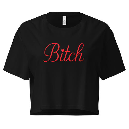 CrayCray Bitch loose fit women’s crop top with cute bold script design in ChibiChibi style.
