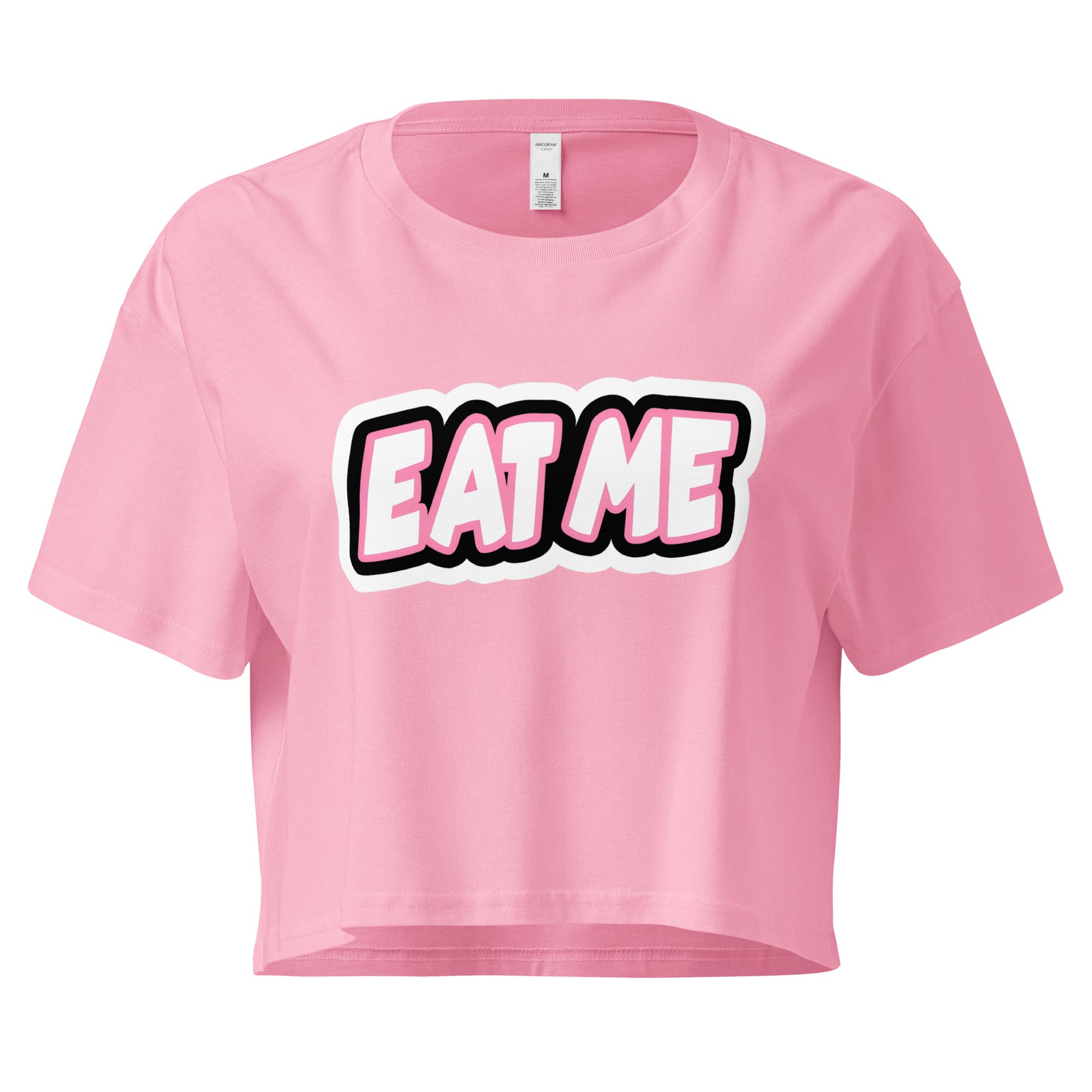 Eat Me loose crop top in pink – women’s cotton tee – ChibiChibi
