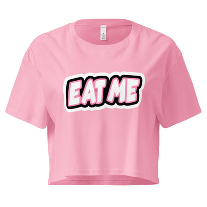 Eat Me loose crop top in pink – women’s cotton tee – ChibiChibi