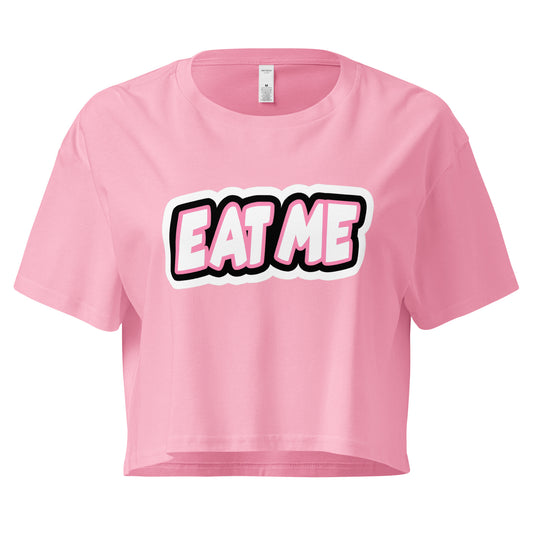 Eat Me loose crop top in pink – women’s cotton tee – ChibiChibi