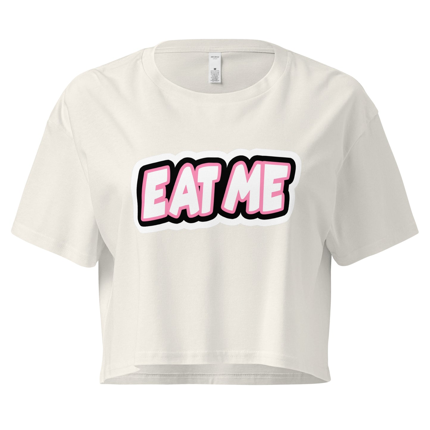 Eat Me loose crop top in dirty white – women’s cotton tee – ChibiChibi