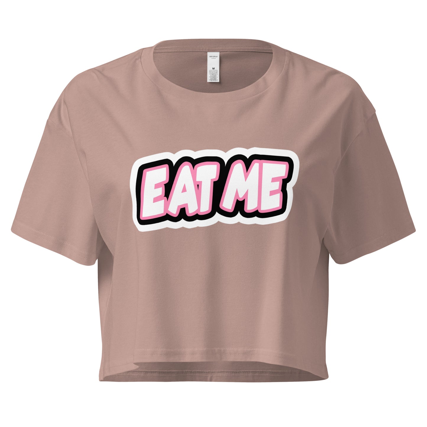 Eat Me loose crop top in brown – women’s cotton tee – ChibiChibi
