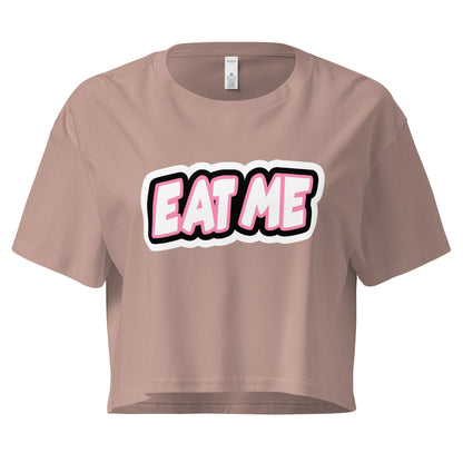 Eat Me loose crop top in brown – women’s cotton tee – ChibiChibi