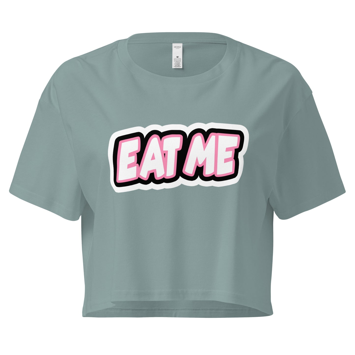Eat Me loose crop top in green – women’s cotton tee – ChibiChibi