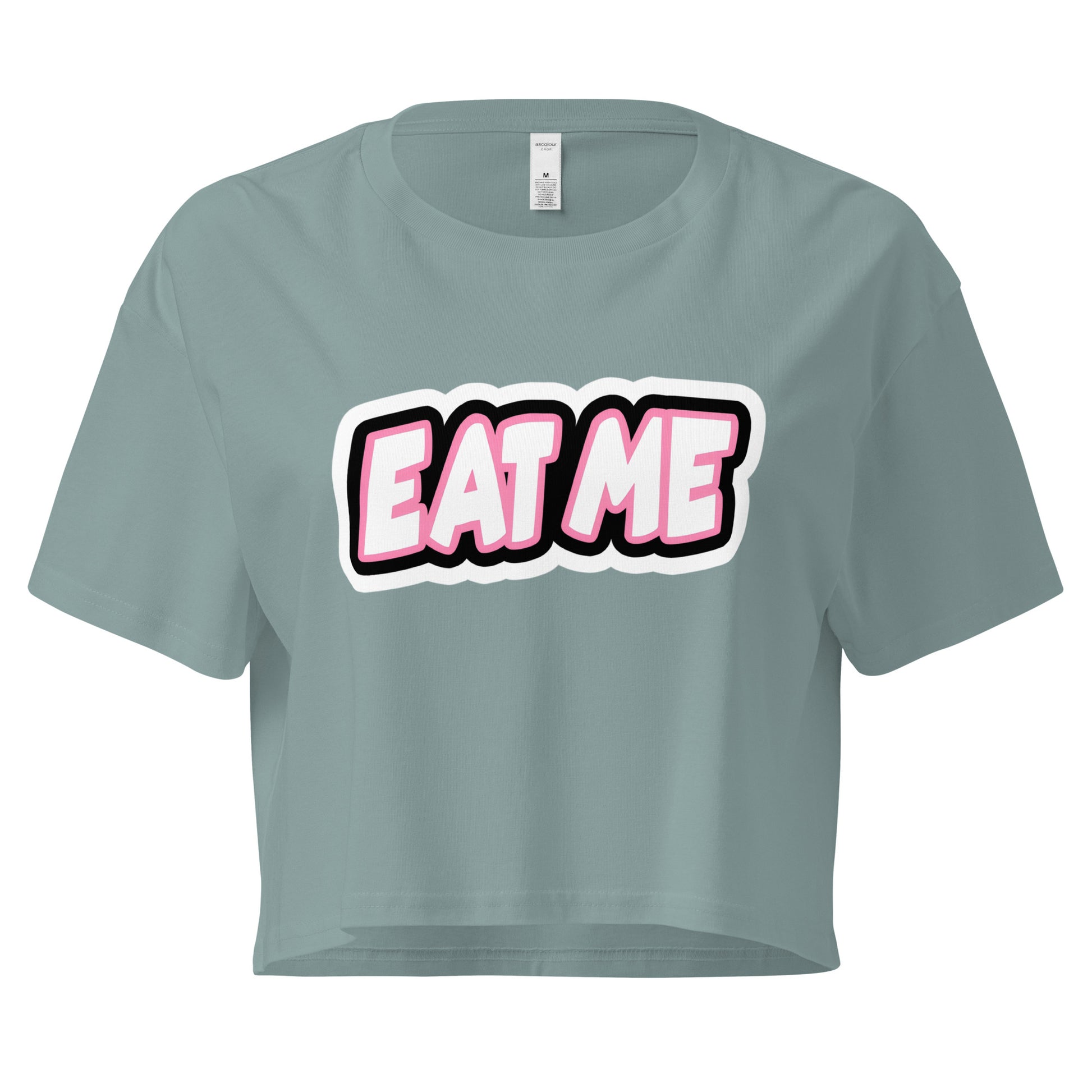 Eat Me loose crop top in green – women’s cotton tee – ChibiChibi