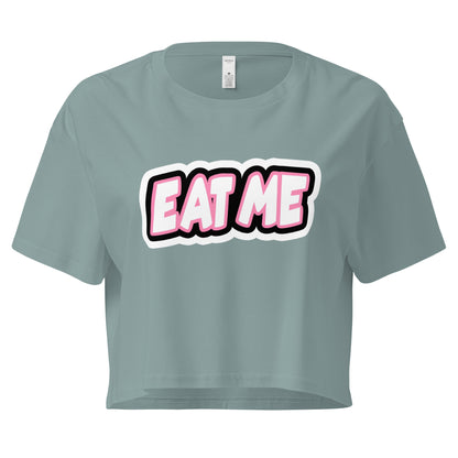 Eat Me loose crop top in green – women’s cotton tee – ChibiChibi