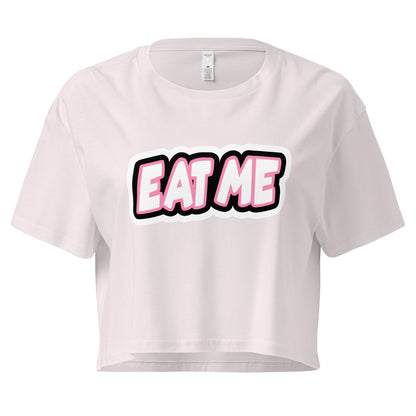 Eat Me loose crop top in off-white – women’s cotton tee – ChibiChibi