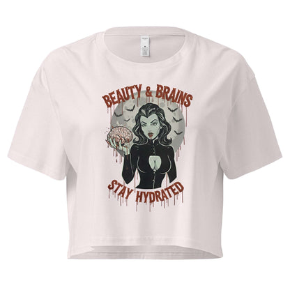 White t-shirt with graphic design featuring a woman, roses, and text on a white background