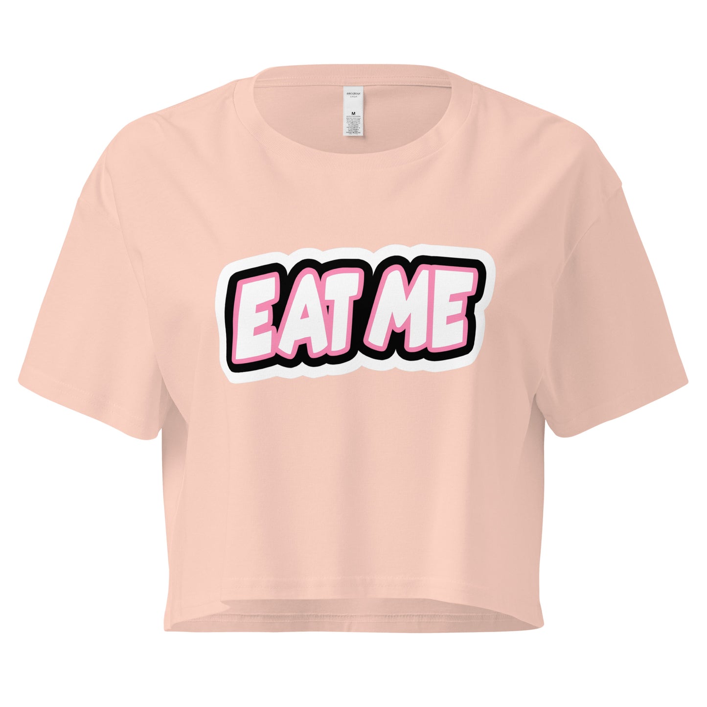 Eat Me loose crop top in peach – women’s cotton tee – ChibiChibi