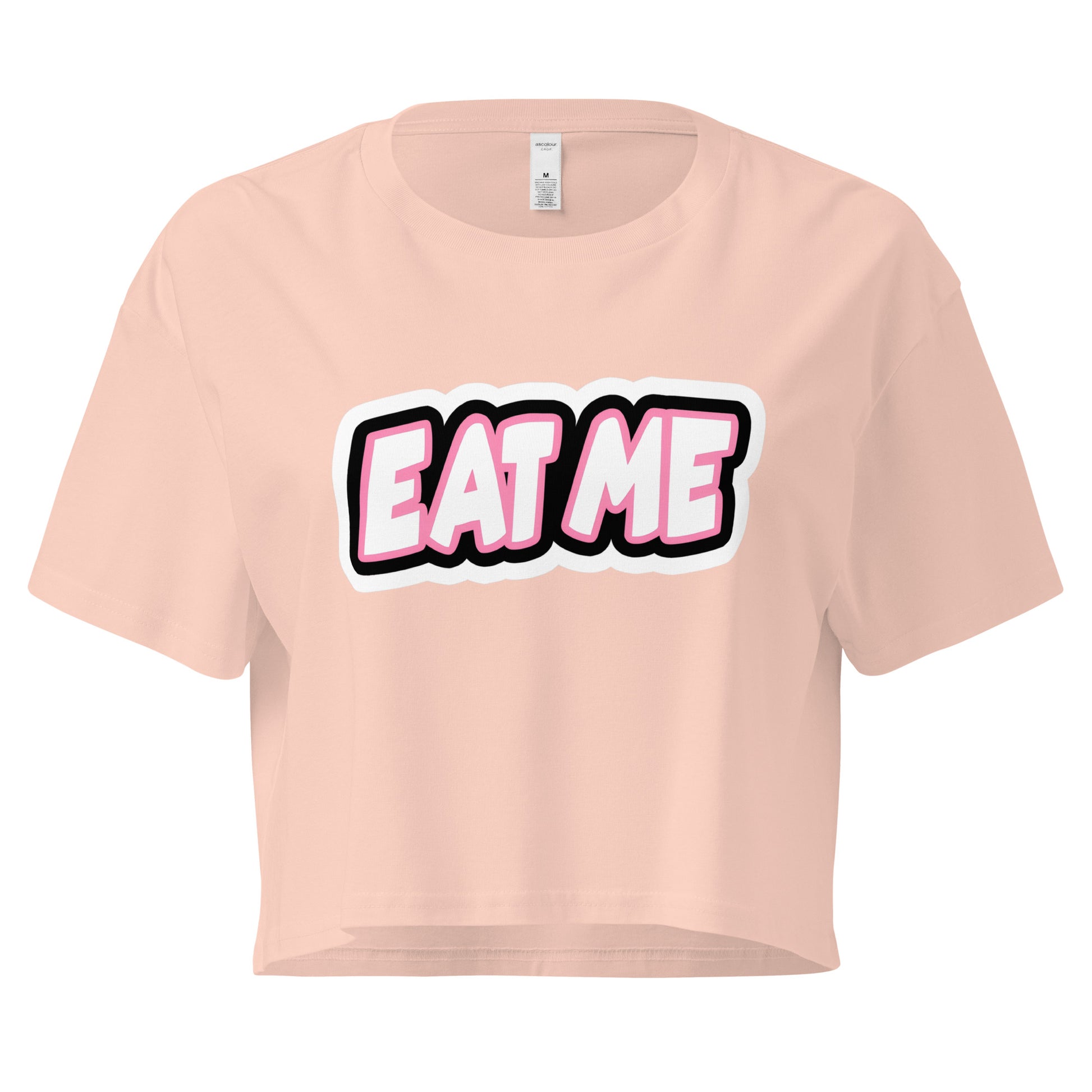 Eat Me loose crop top in peach – women’s cotton tee – ChibiChibi