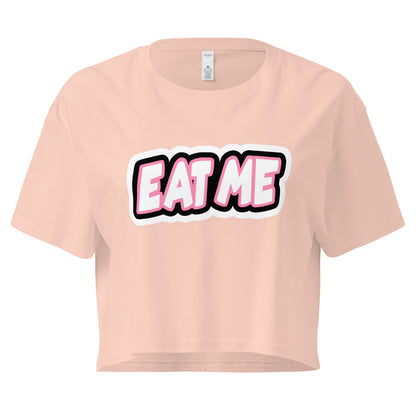 Eat Me loose crop top in peach – women’s cotton tee – ChibiChibi