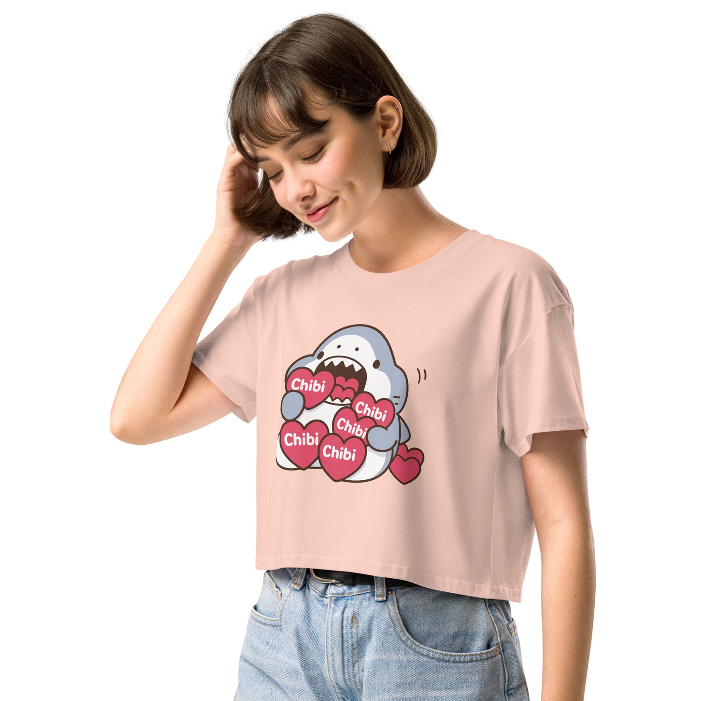 Sharkie Blushheart Loose Crop Top (Women's)