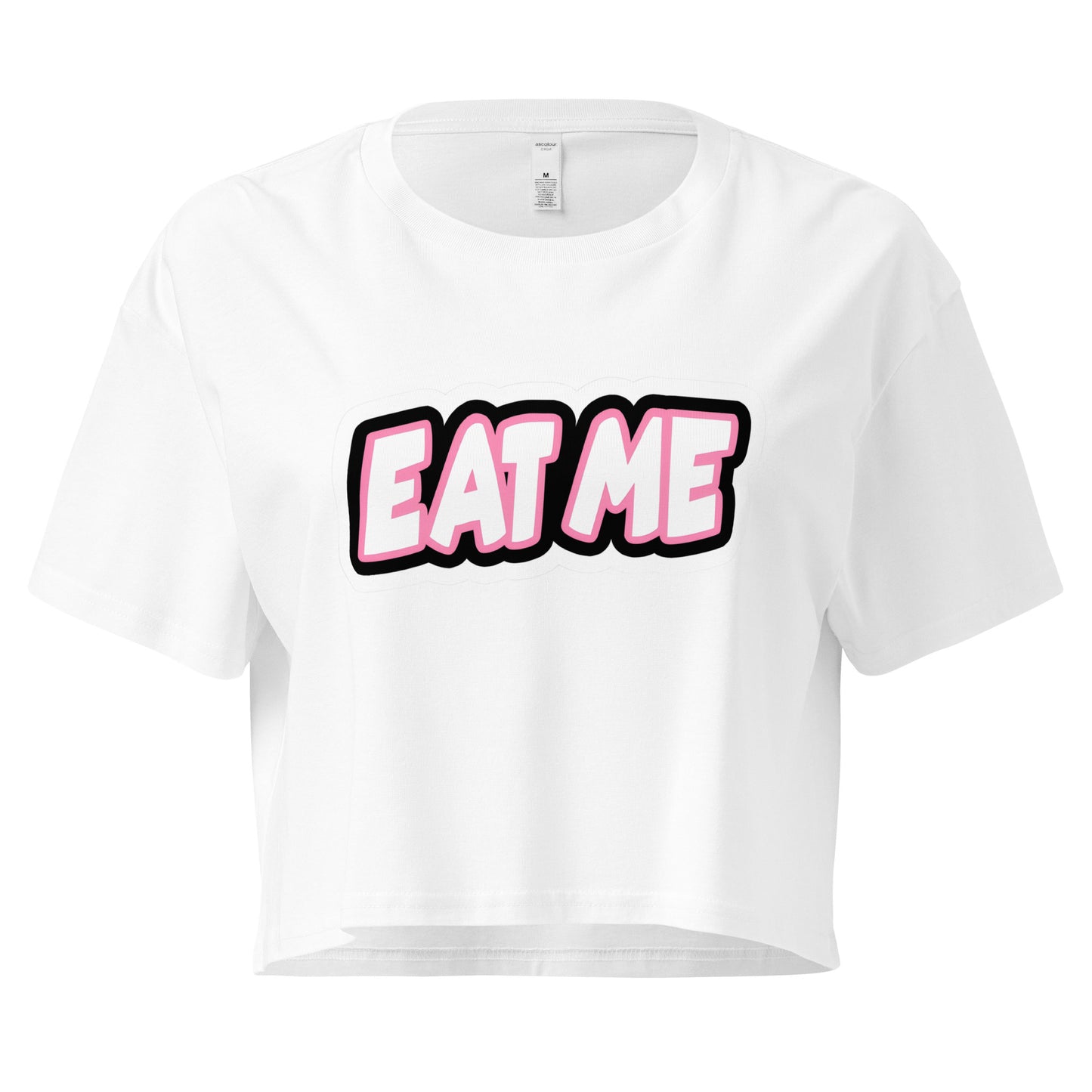 Eat Me loose crop top in white – women’s cotton tee – ChibiChibi