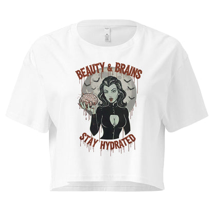 White t-shirt with graphic design featuring a woman, roses, and text on a white background