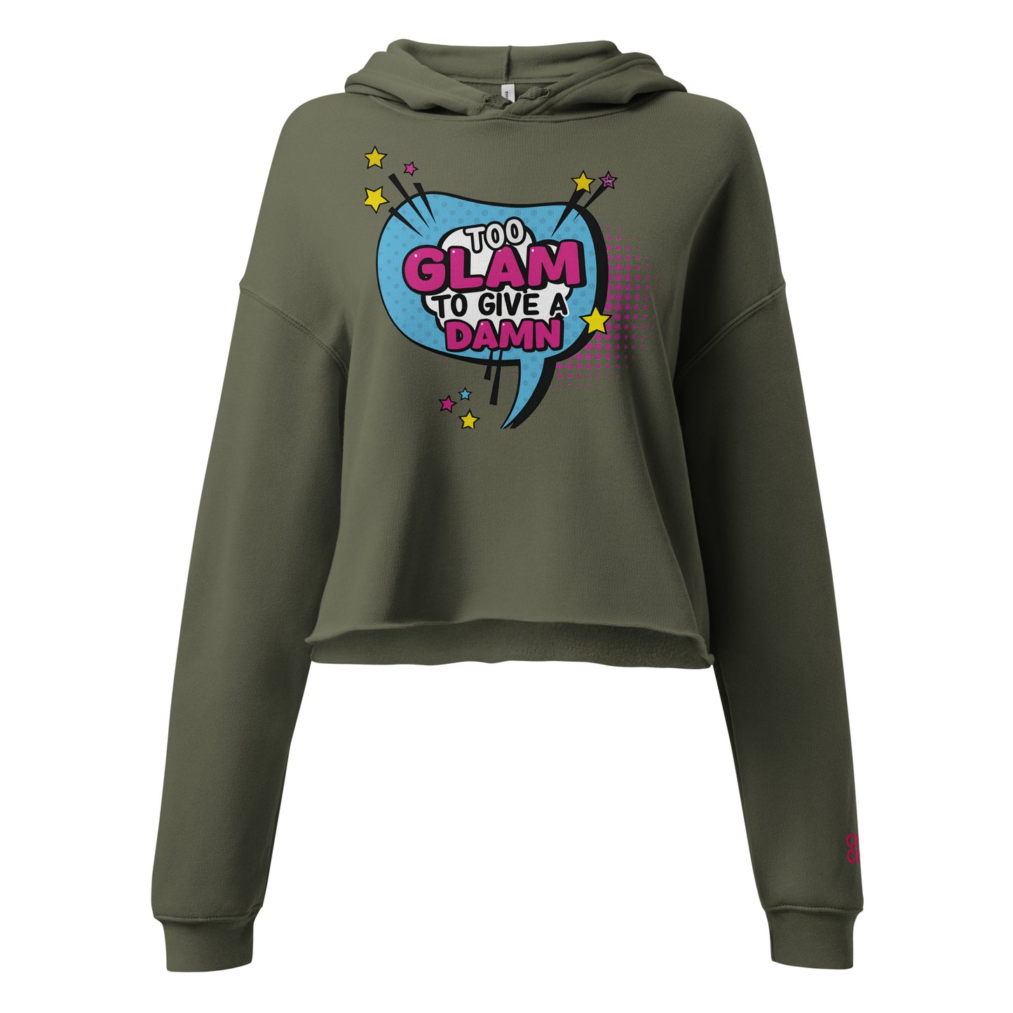 “Side view cropped hoodie in military green – Too Glam design”