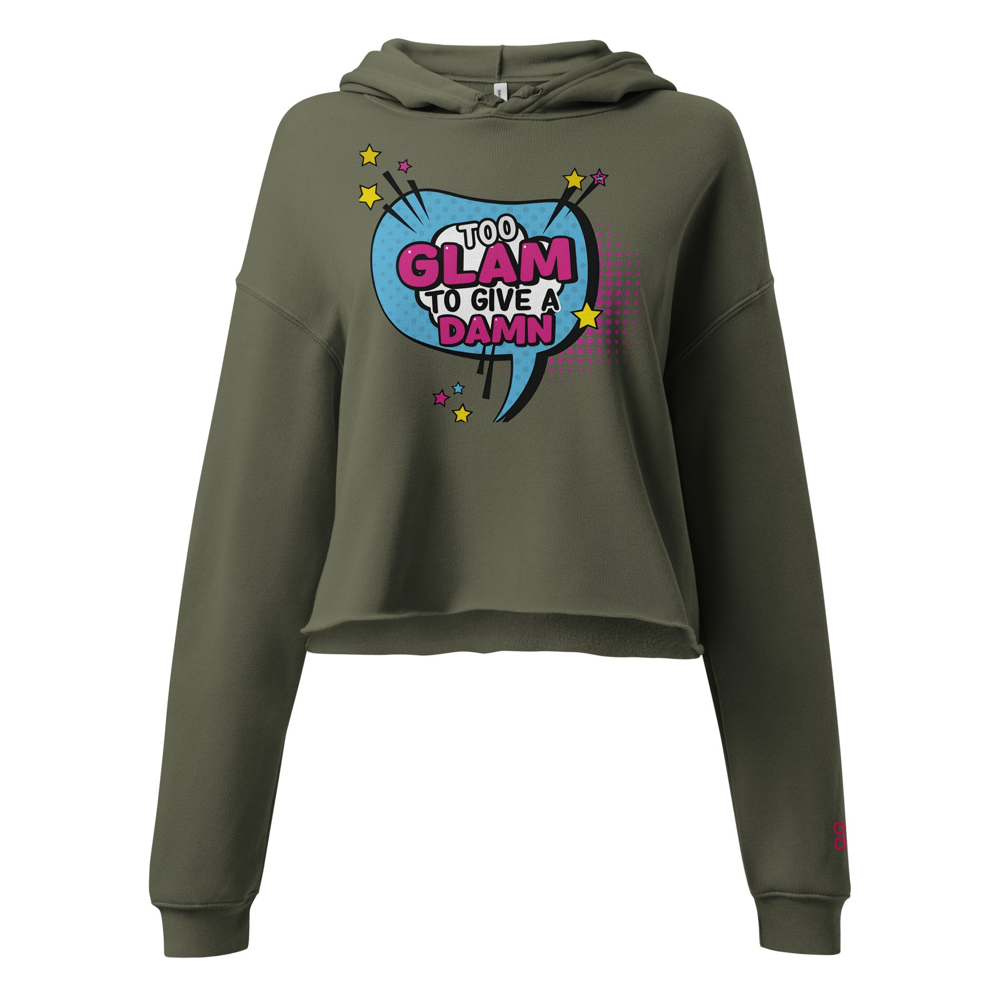 “Side view cropped hoodie in military green – Too Glam design”