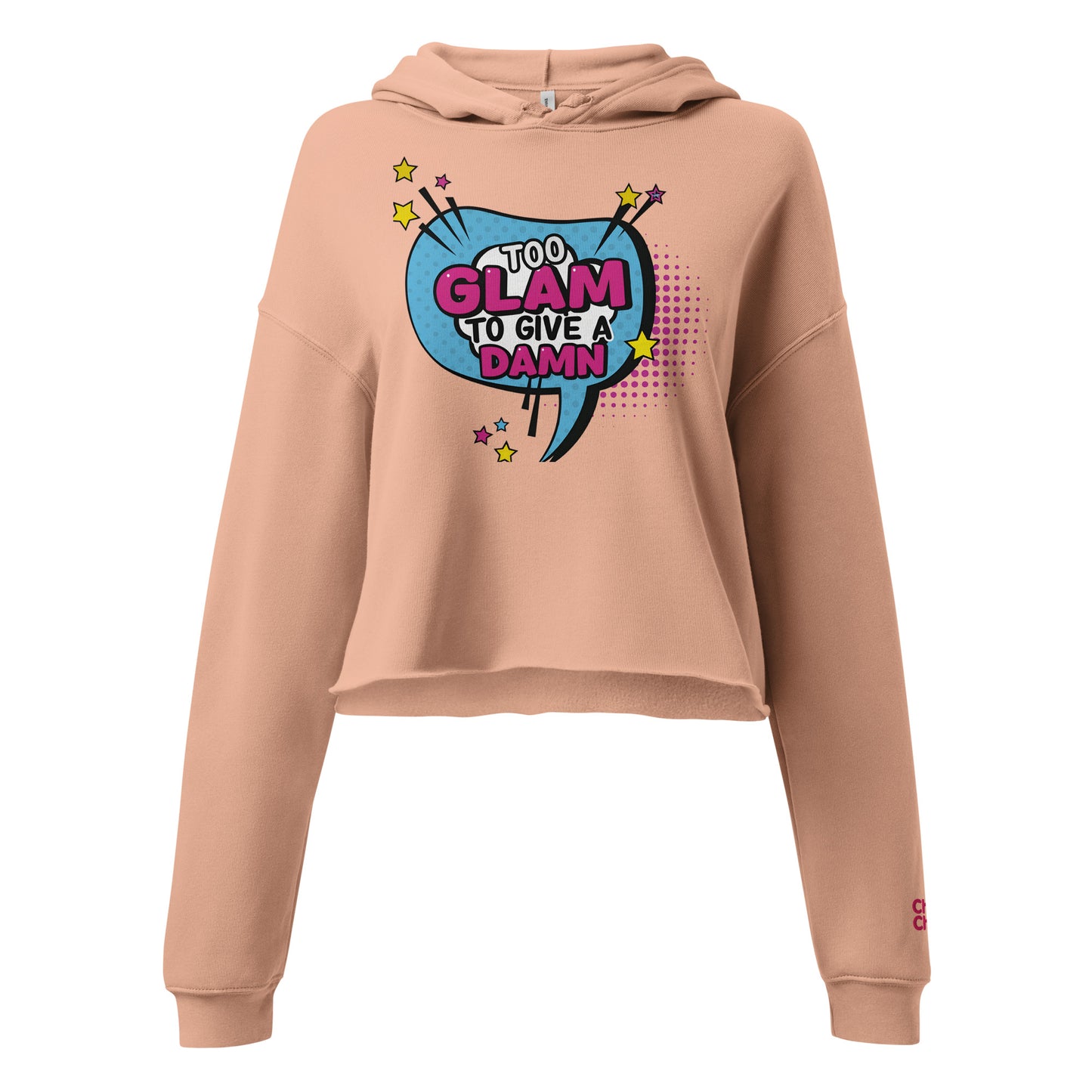 Side view cropped hoodie in peach – Too Glam design