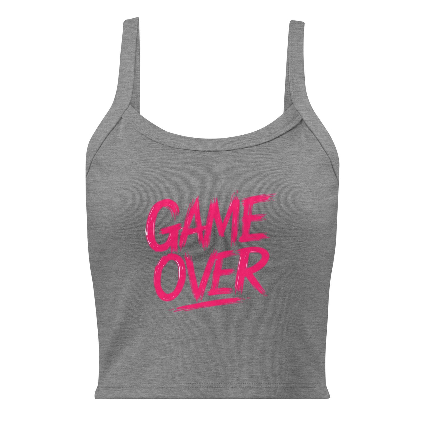 Gray tank top with pink 'GAME OVER' text on a white background