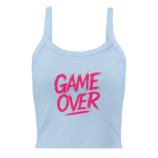 Light blue tank top with pink 'GAME OVER' text on a white background