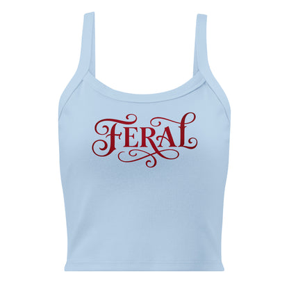 Light blue tank top with red 'FERAL' text on a white background