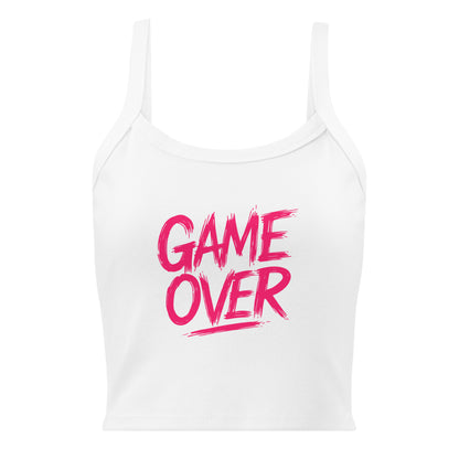 White tank top with pink 'GAME OVER' text on a white background
